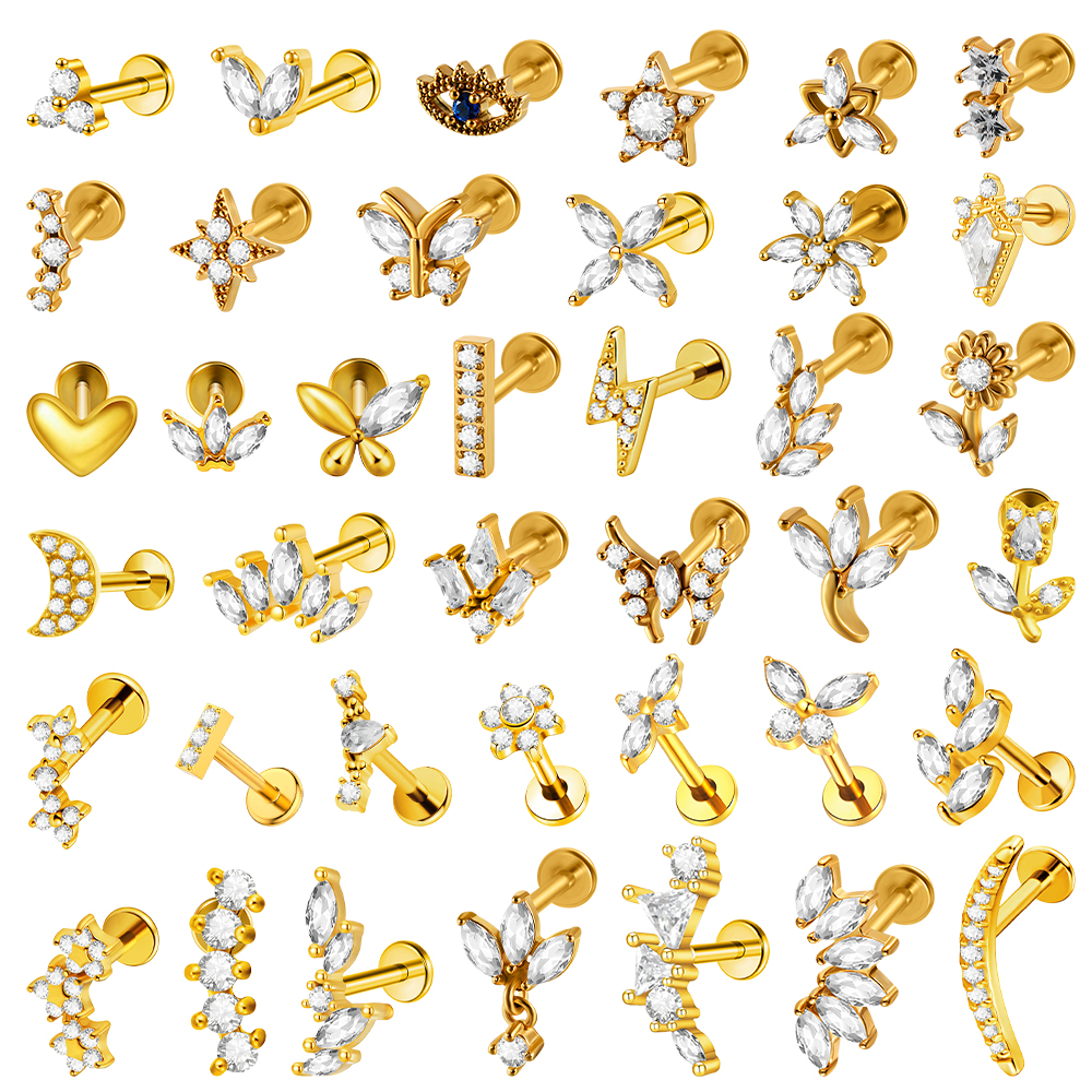 Body Jewelry Cartilage Earrings - 1PC Stainless Steel Lip Studs Internal