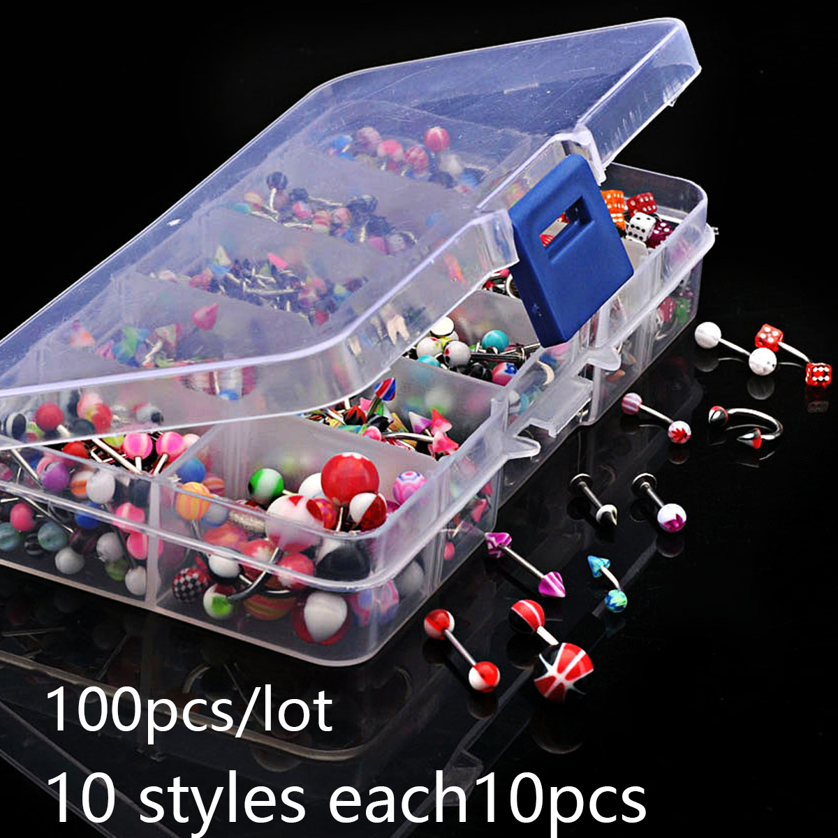 Body Jewelry Jewelry Box - 45/80/110Pcs Mix Styles Stainless Steel Tongue