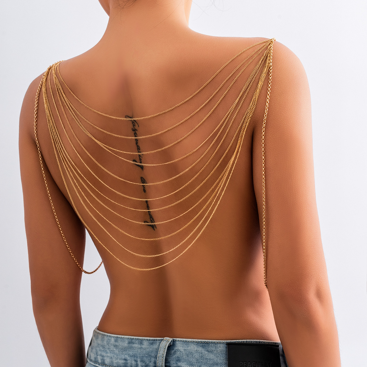 Body Jewelry Gold - Classic Multi layered Tassel Body Chain