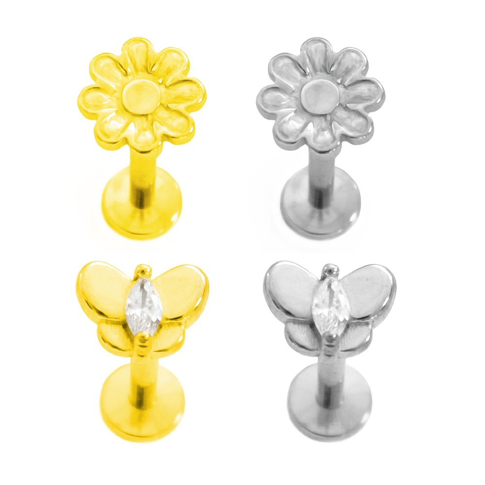 Body Jewelry Surgical Steel - Flower Labret Piercing Butterfly Tragus 100%