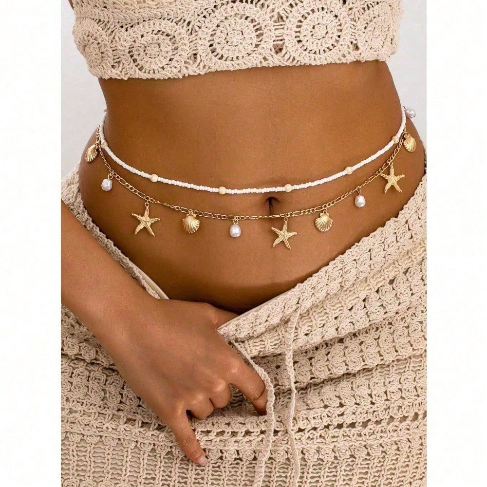 Body Jewelry By The Chain Gang - 2pcs Bohemian Style Ocean Series Shell