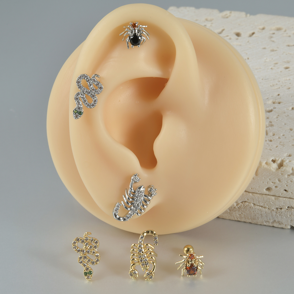 Body Jewelry Surgical Steel - 1pc Surgical Steel Zircon Spider Snake
