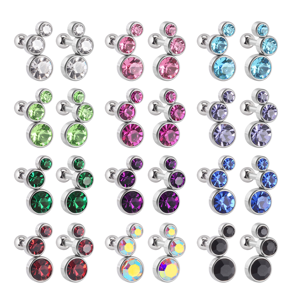 Body Jewelry Surgical Steel - 2PCS 361 Surgical Steel Crystal Ear