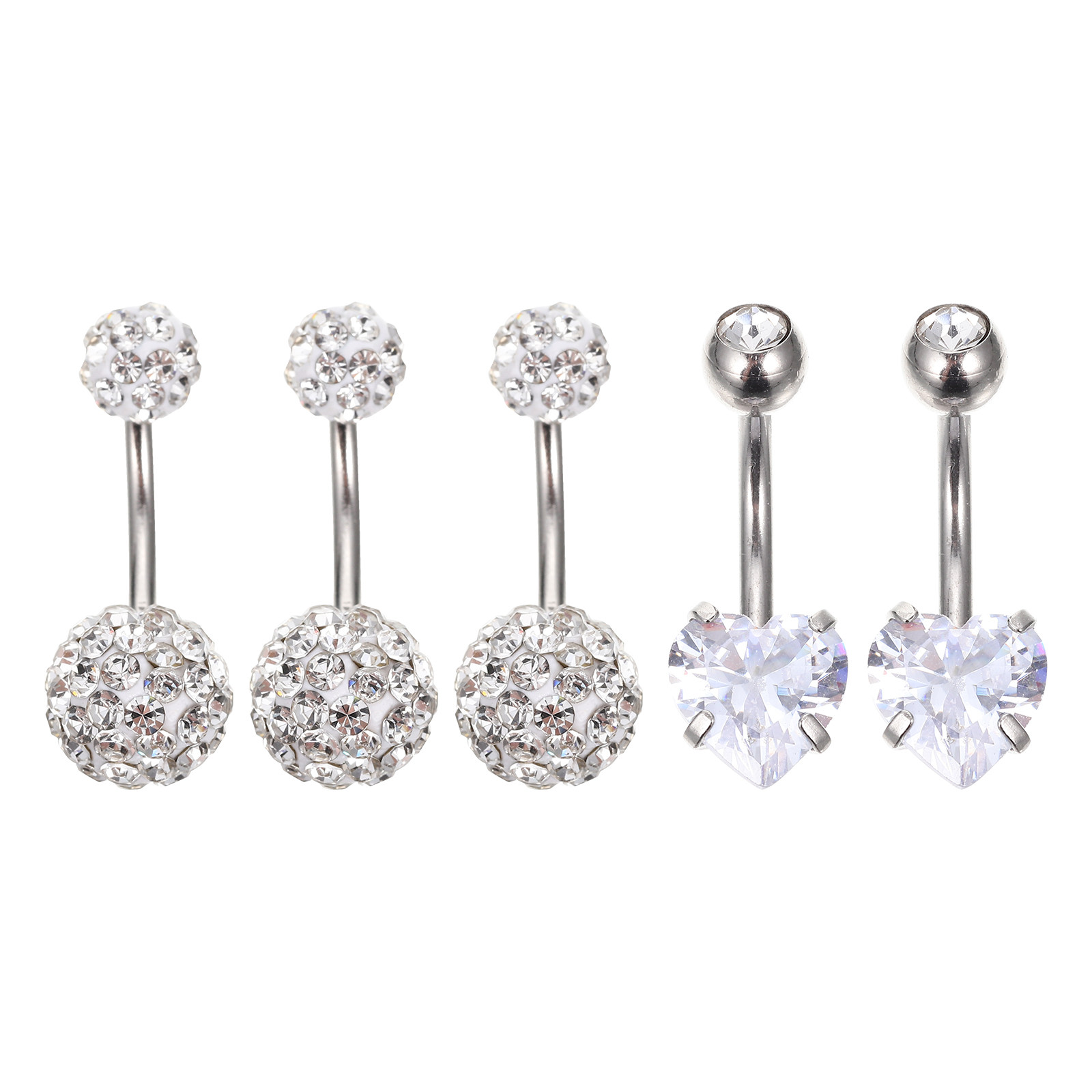 Body Jewelry For Sensitive Skin - 5Pcs High Grade Stainless Steel Belly