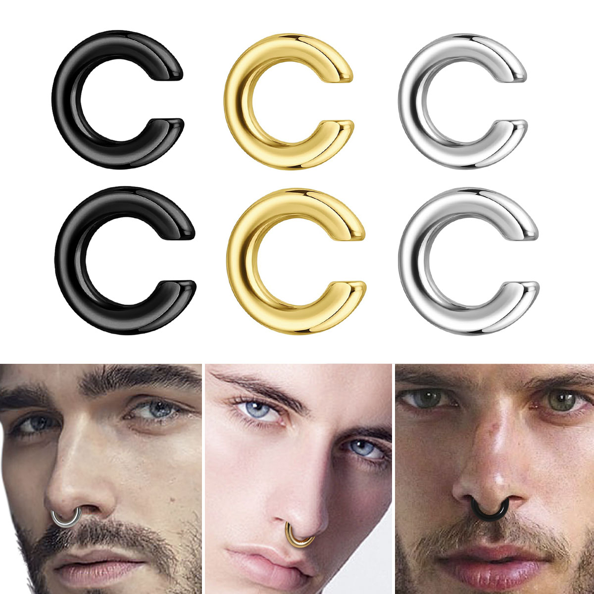 Body Jewelry Earrings - 1pc Exaggerated c-Shaped Non-Piercing Nose Ring