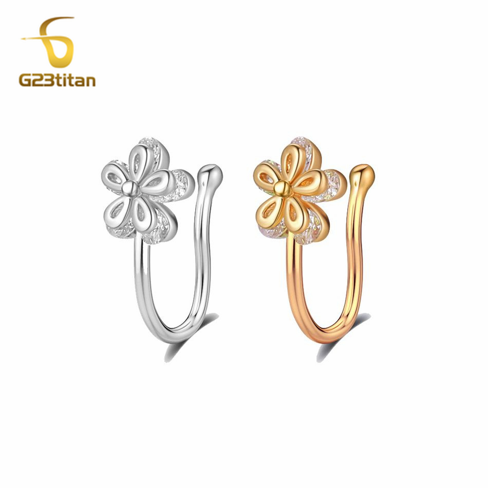 Body Jewelry Cartilage Earrings - 1pc Inlaid Zircon Flower Copper Nose