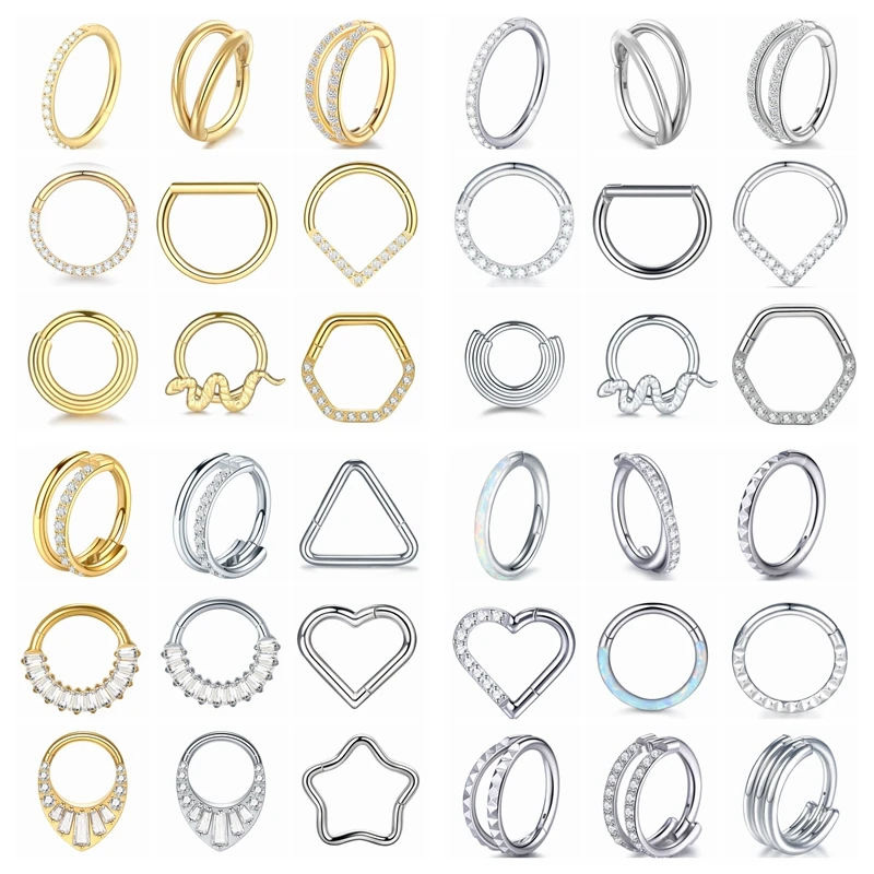 Septum Clicker Ring - 1pc Titanium Cartilage Hoop Earring Zircon