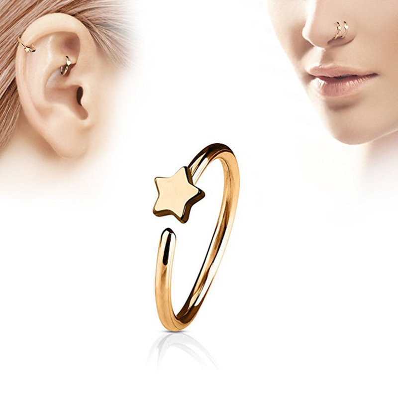 Body Jewelry Earrings - 1Pcs Stainless Steel Star Nose Ring
