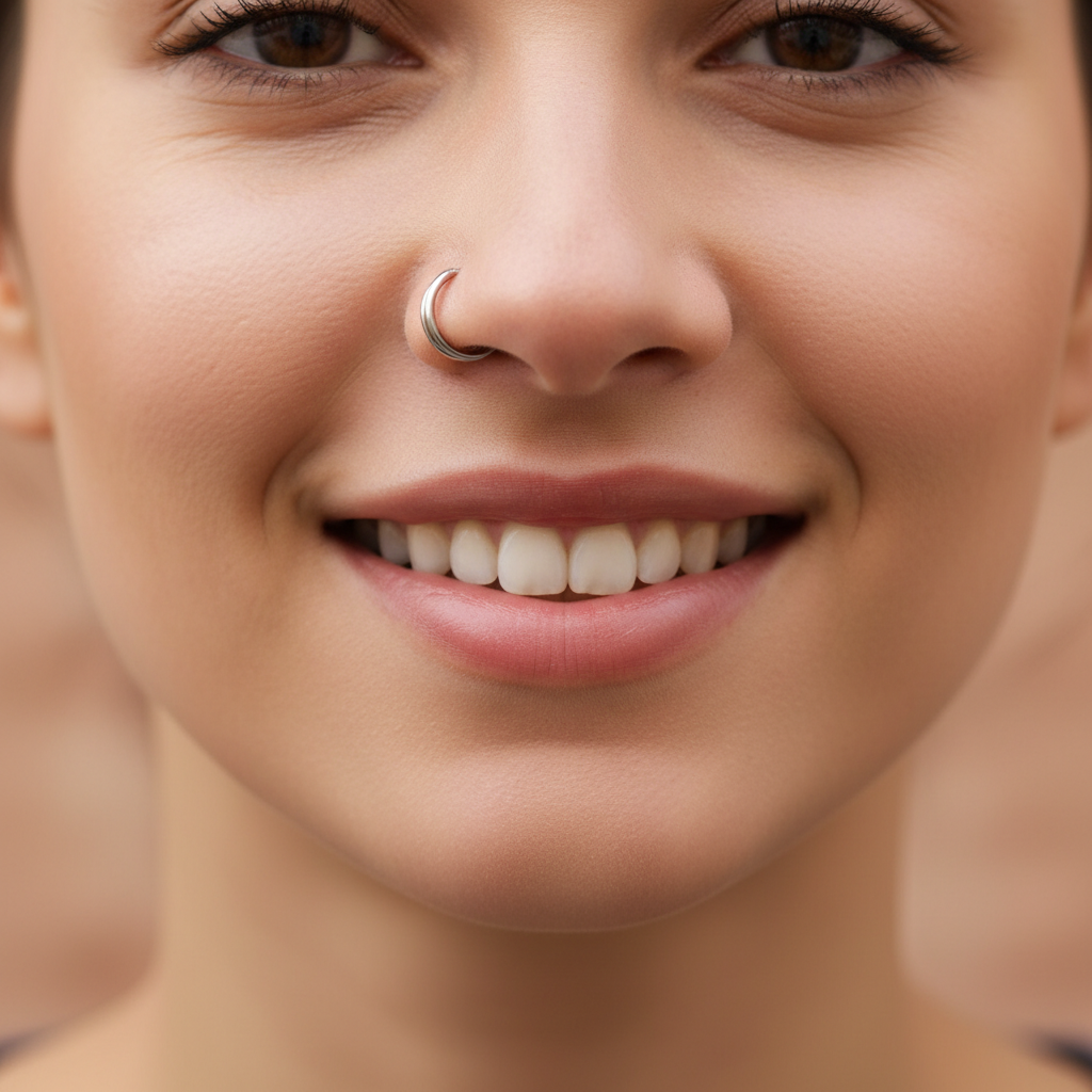 Body Jewelry For Sensitive Skin - 316L Stainless Steel Double Layer Nose