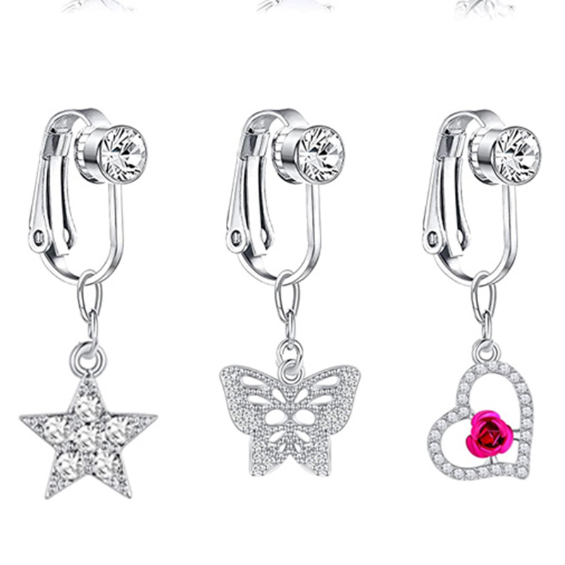 Body Jewelry Earrings - Belly Button Nail Zircon Y2K Heart