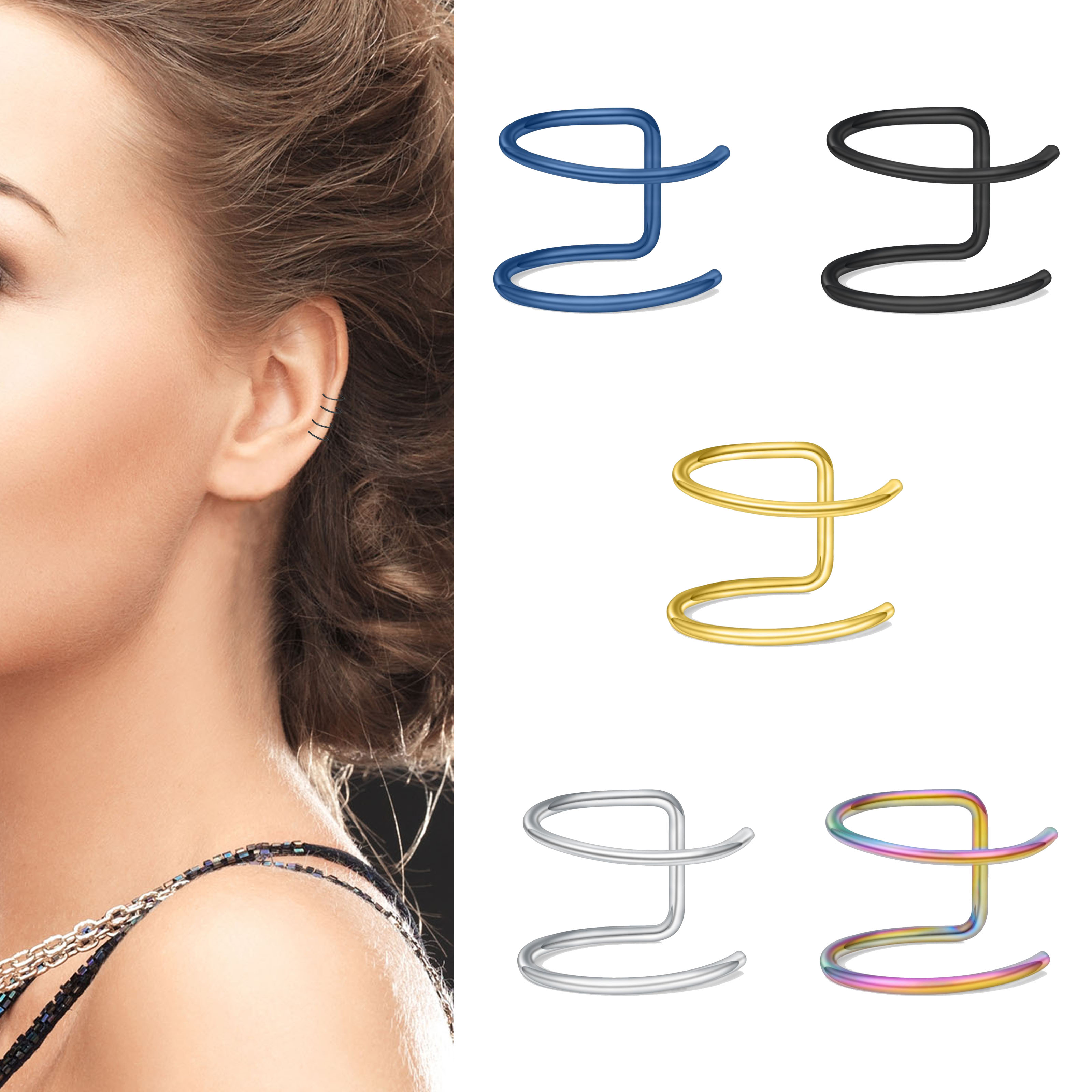 Body Jewelry Earrings - 2pcs New No-Piercing Ear Cuffs -