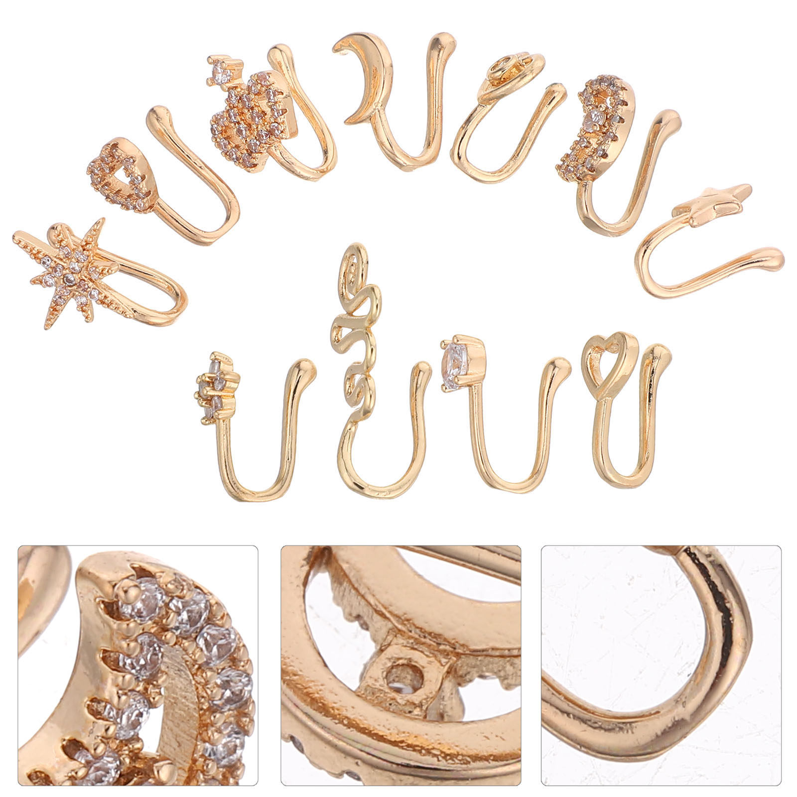 Body Jewelry For Sensitive Skin - 11Pcs Non Piercing Nose Jewelry Set