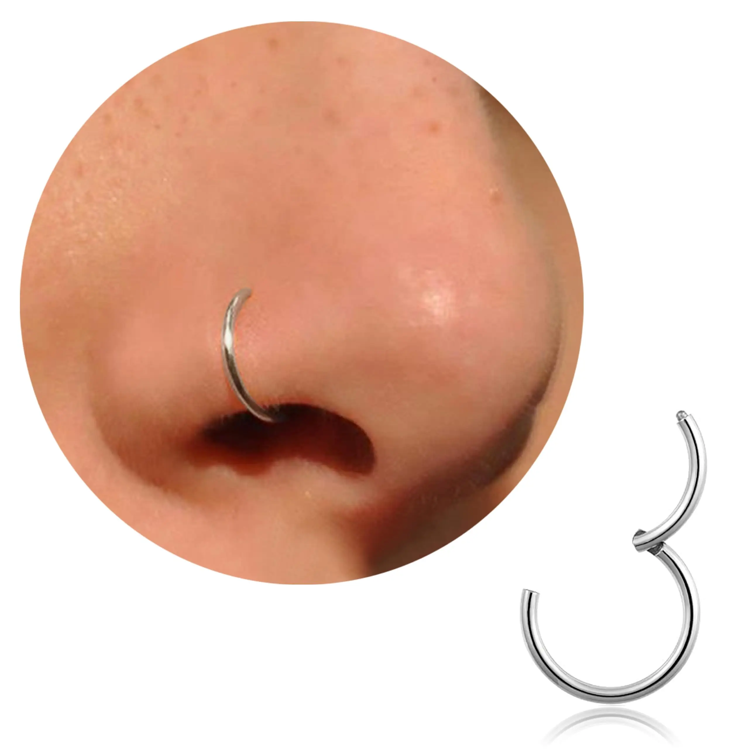 18G  316L Surgical Steel Nose  - Septum Clicker Ring ulasan dan harga
