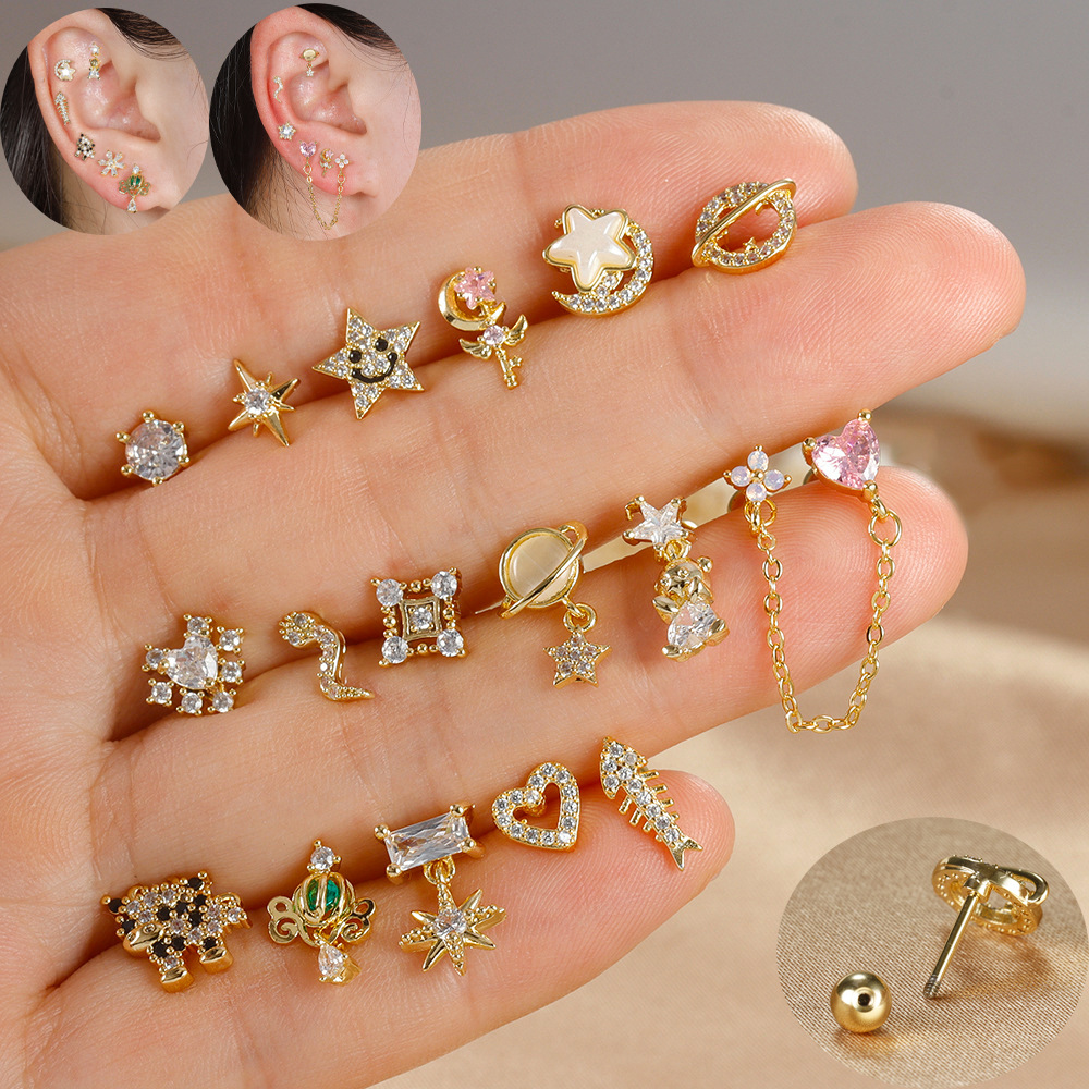 1pc Cartilage Ear Piercing Ear - Body Jewelry Surgical Steel ulasan dan harga
