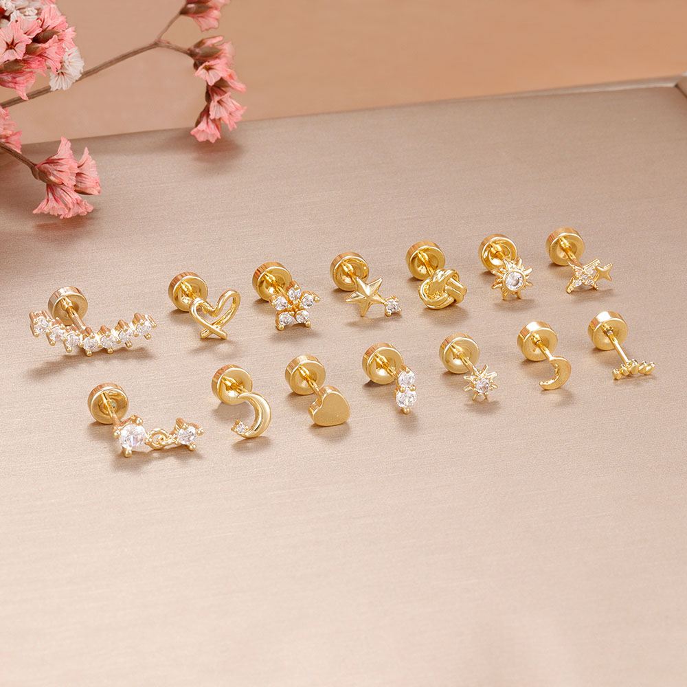 1PC Stainless Steel Star Moon  - Body Jewelry Cartilage Earrings ulasan dan harga