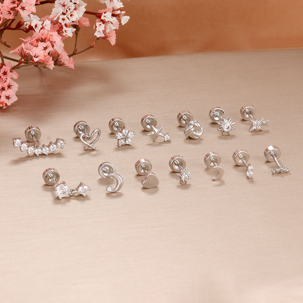 1PC Stainless Steel Star Moon  - Body Jewelry Cartilage Earrings ulasan dan harga