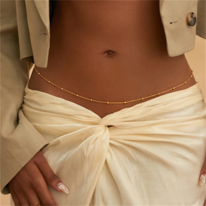 Girls Simple Beaded Belly Chai - Body Jewelry Gold ulasan dan harga