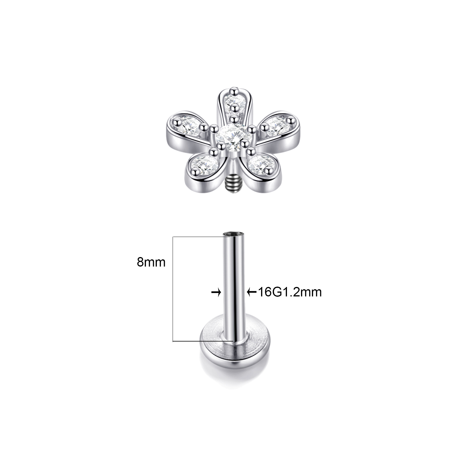 1Pc Flower Tragus Piercing Stu - Body Jewelry Surgical Steel ulasan dan harga