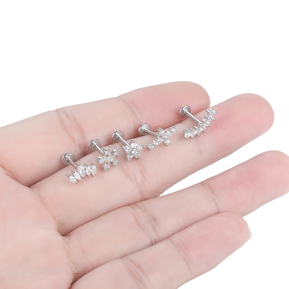 1Pc Flower Tragus Piercing Stu - Body Jewelry Surgical Steel ulasan dan harga
