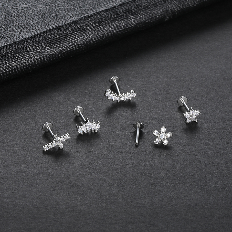 1Pc Flower Tragus Piercing Stu - Body Jewelry Surgical Steel ulasan dan harga