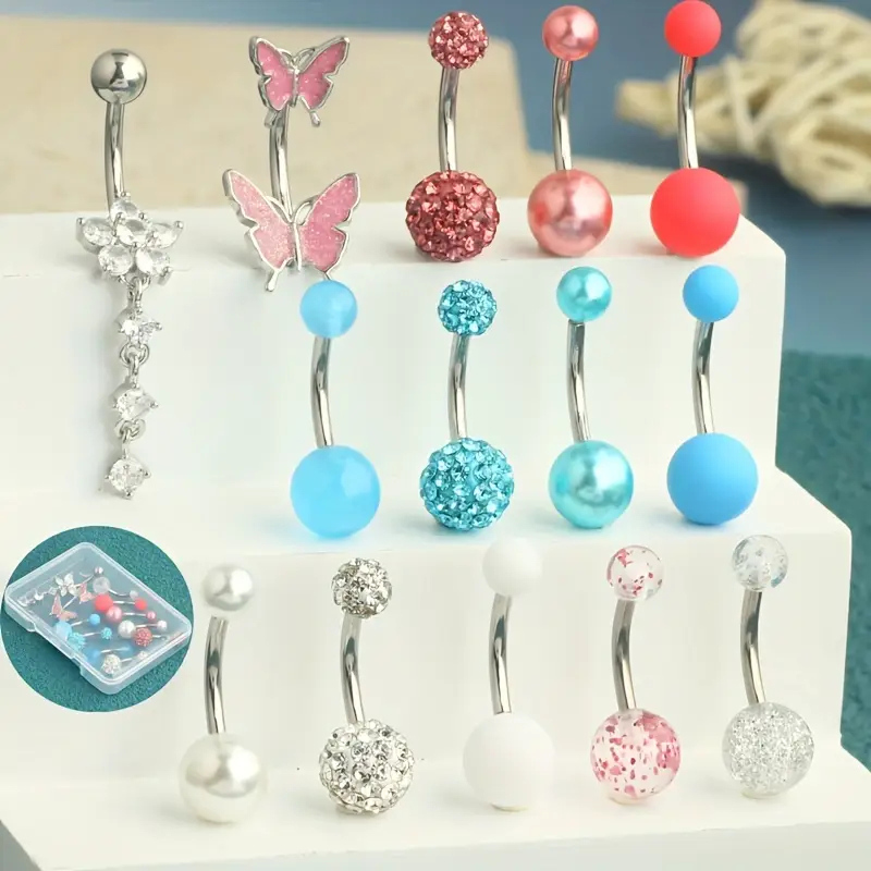 14pcs/box Belly Button Rings N - Body Jewelry Jewelry Box ulasan dan harga