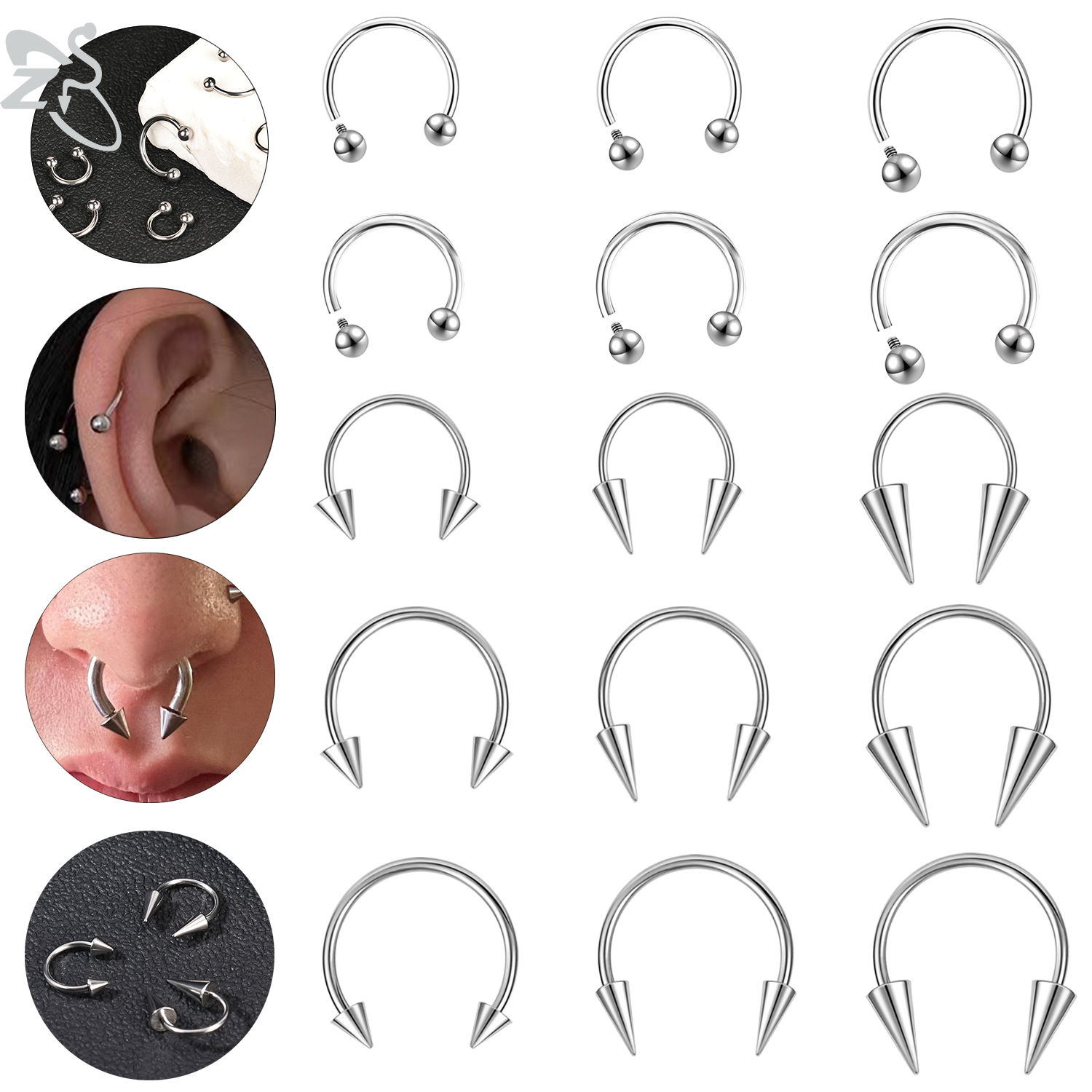 ZS 1PC 16G/18G Spike Nose Ring - Septum Clicker Ring ulasan dan harga