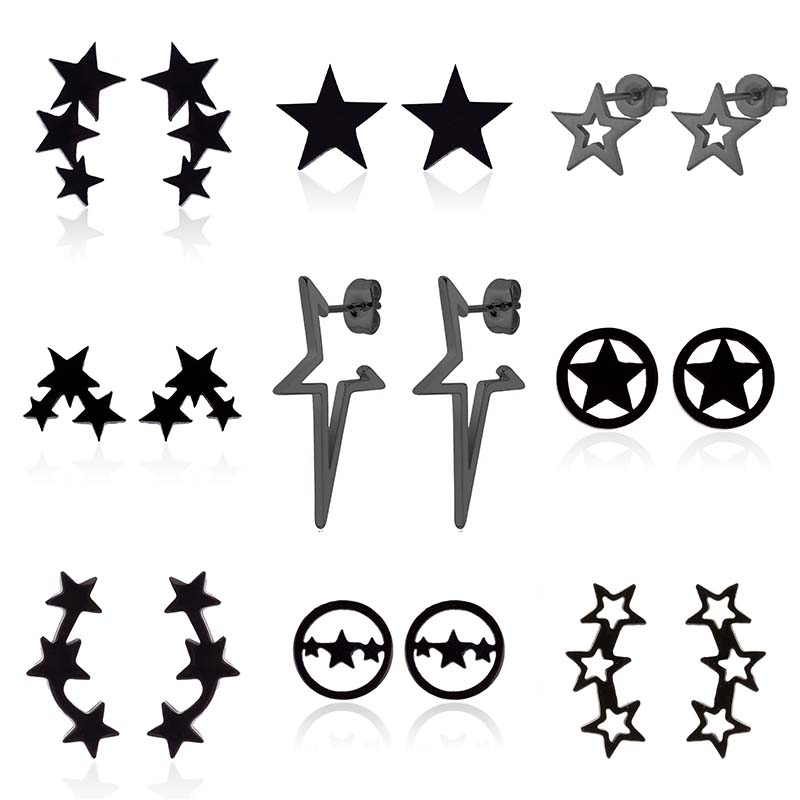 Fashion Simple Small Star Blac - Body Jewelry Surgical Steel ulasan dan harga