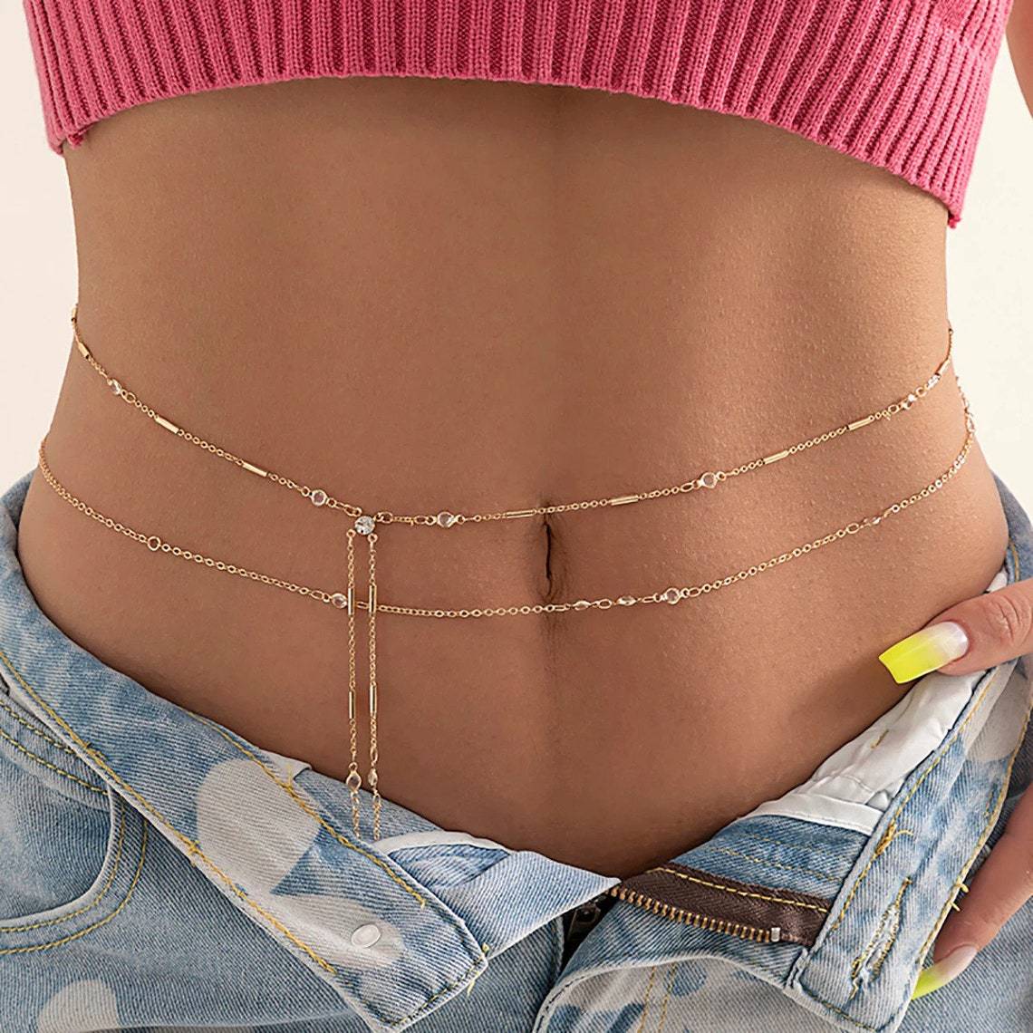 Double Layers Tassel Belly Cha - Body Jewelry Gold ulasan dan harga
