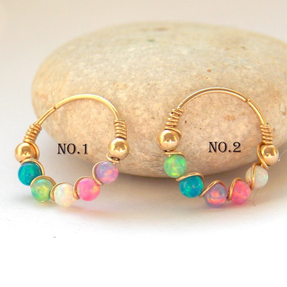 10mm 14K Gold Filled Opal Nose - Body Jewelry Hangers ulasan dan harga