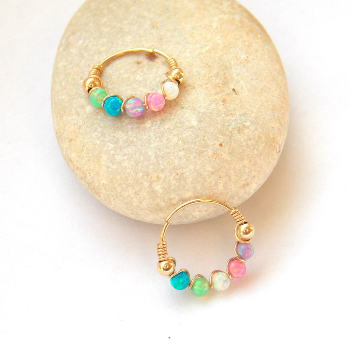 10mm 14K Gold Filled Opal Nose - Body Jewelry Hangers ulasan dan harga