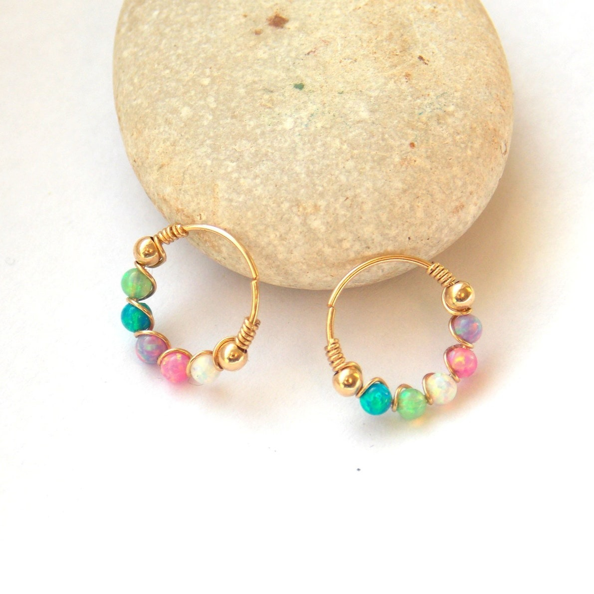 10mm 14K Gold Filled Opal Nose - Body Jewelry Hangers ulasan dan harga