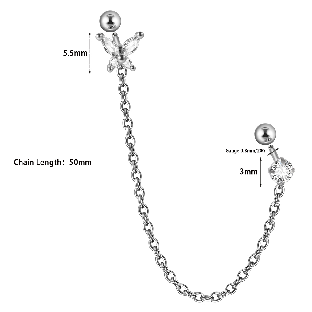 1PC Surgical Steel Zircon Crow - Body Jewelry Surgical Steel ulasan dan harga