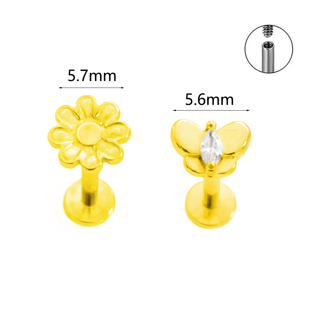 Flower Labret Piercing Butterf - Body Jewelry Surgical Steel ulasan dan harga