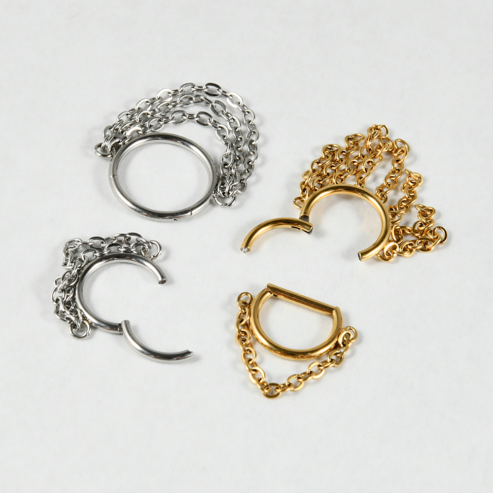 1pcs Surgical Steel Chain Dang - Septum Clicker Ring ulasan dan harga