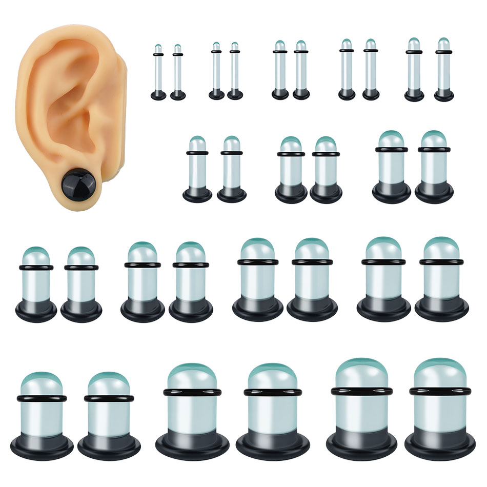 2pcs Glass Ear Gauges Stretchi - Septum Clicker Ring ulasan dan harga