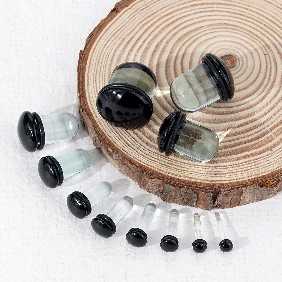 2pcs Glass Ear Gauges Stretchi - Septum Clicker Ring ulasan dan harga