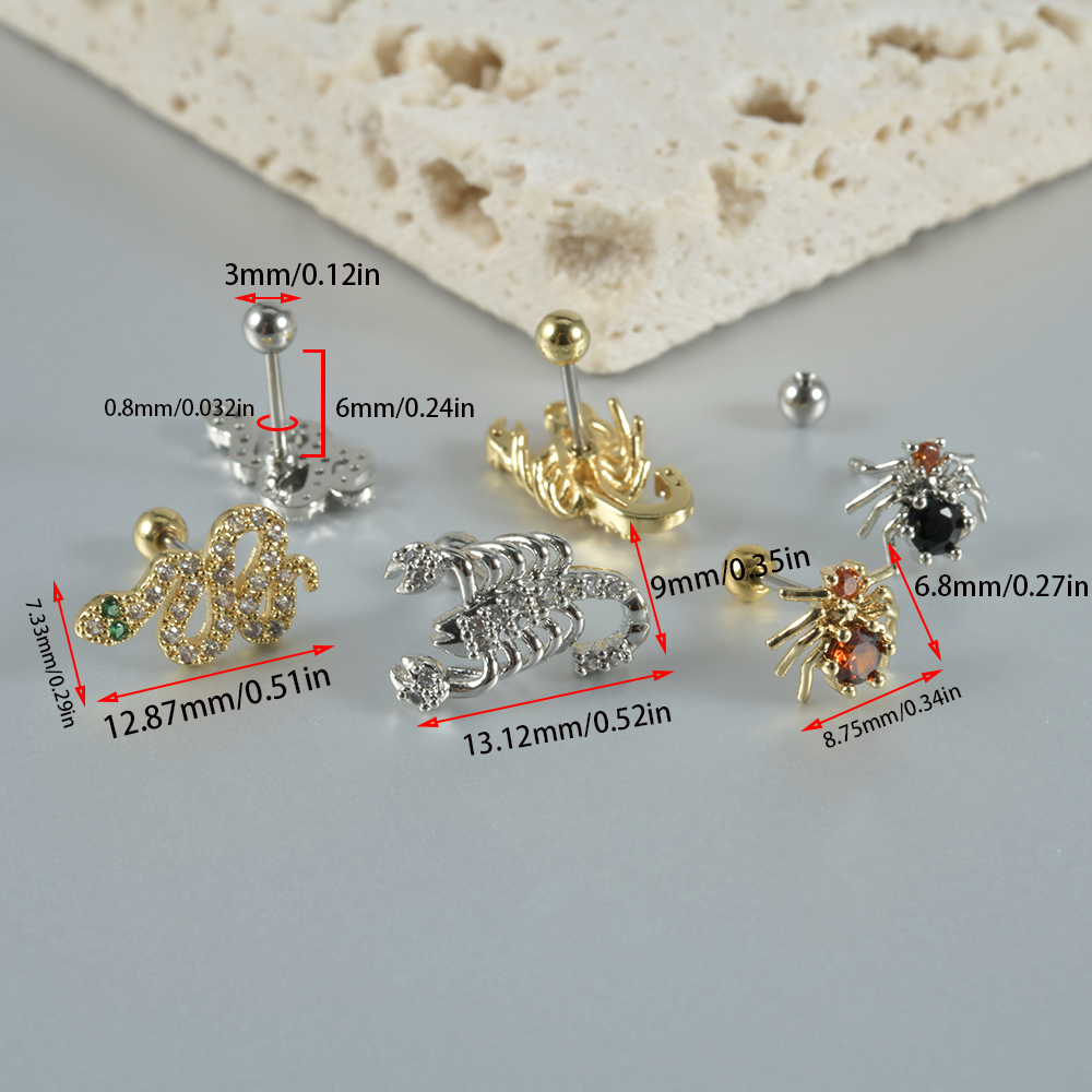1pc Surgical Steel Zircon Spid - Body Jewelry Surgical Steel ulasan dan harga