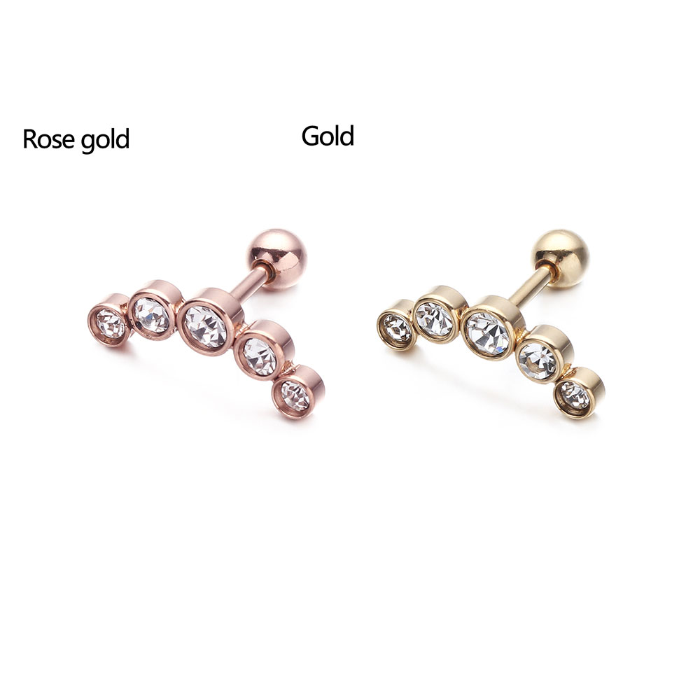 1Pcs Fashion 16G Crystal Gem O - Body Jewelry Earrings ulasan dan harga