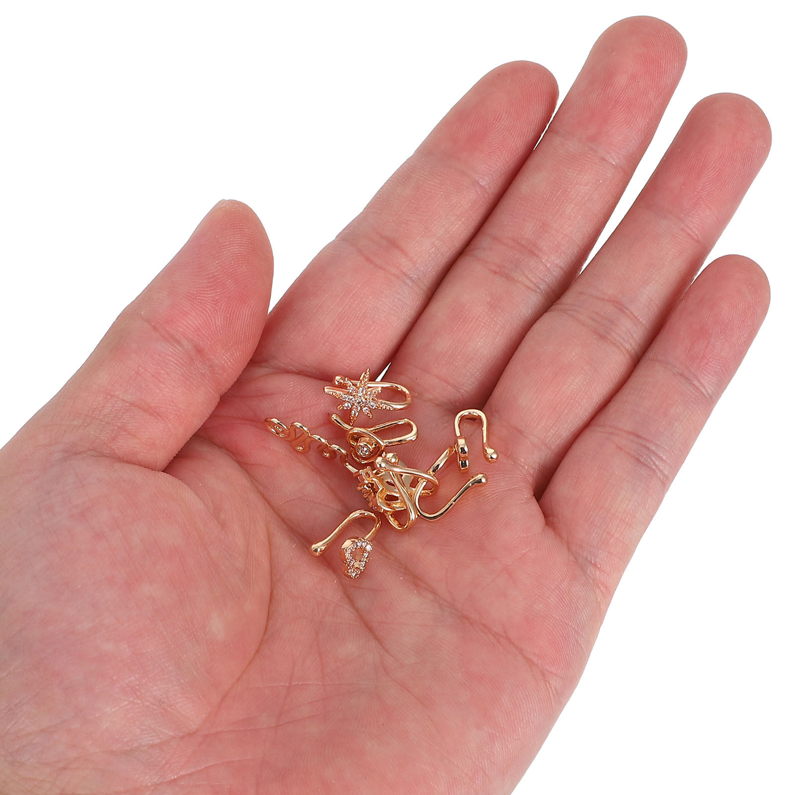 11Pcs Faux Nose Rings Set Non  - Body Jewelry For Sensitive Skin ulasan dan harga