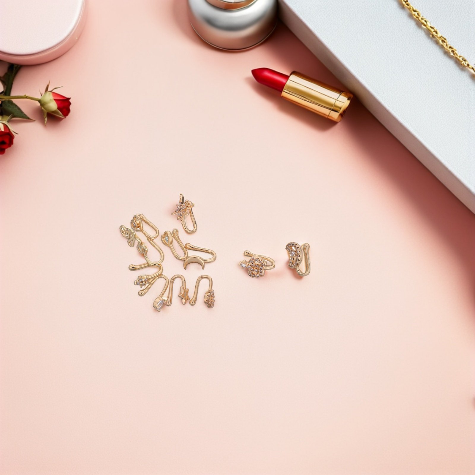 11Pcs Faux Nose Rings Set Non  - Body Jewelry For Sensitive Skin ulasan dan harga