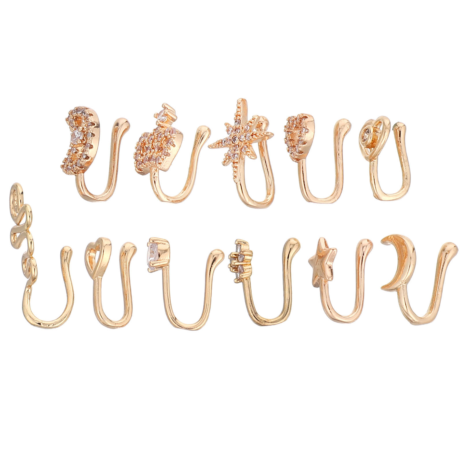11Pcs Faux Nose Rings Set Non  - Body Jewelry For Sensitive Skin ulasan dan harga