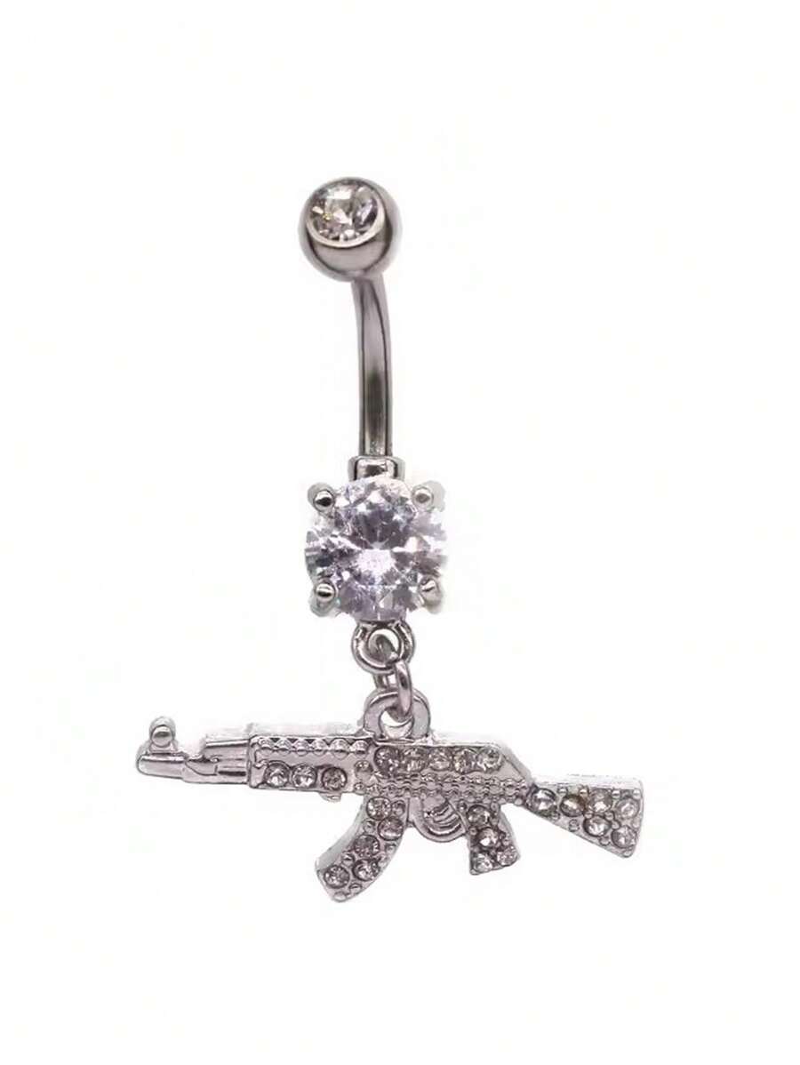 Gold Tone Navel Ring Featuring - Body Jewelry Surgical Steel ulasan dan harga