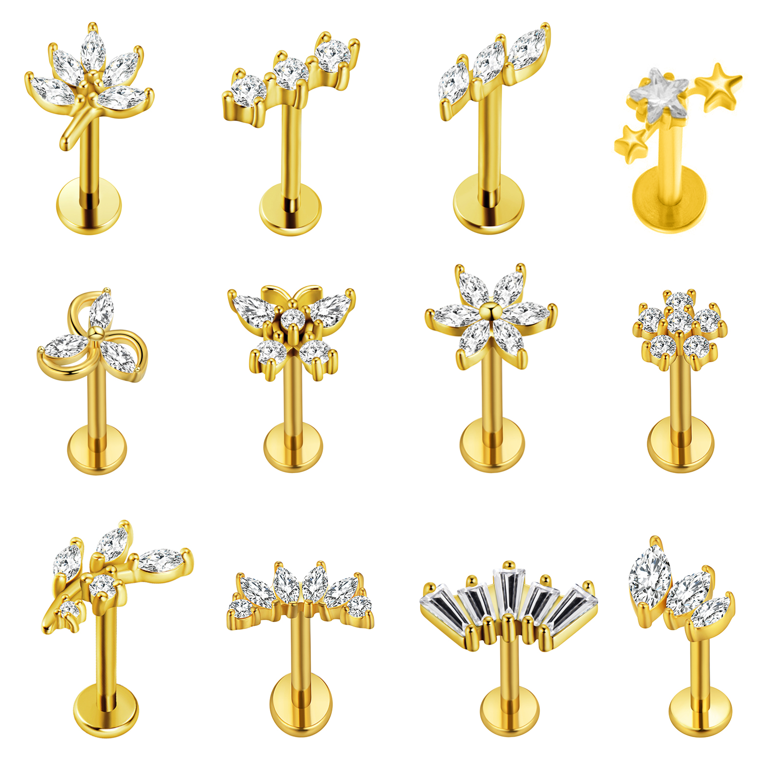 Maple Leaf Labret Piercing Sta - Body Jewelry Surgical Steel ulasan dan harga