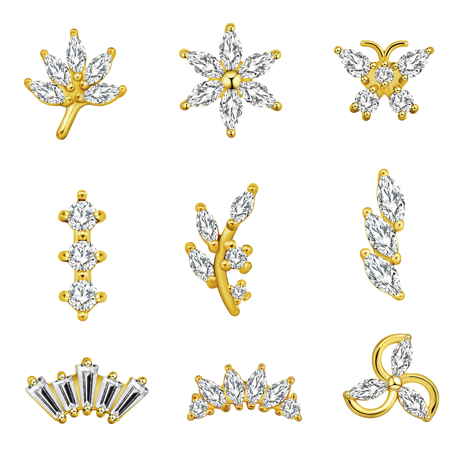 Maple Leaf Labret Piercing Sta - Body Jewelry Surgical Steel ulasan dan harga