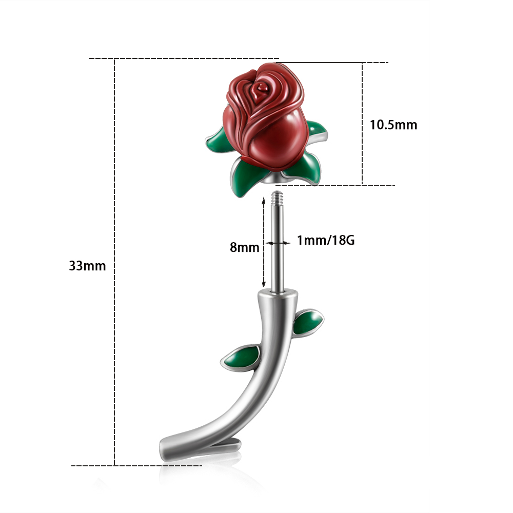 1PC Surgical Steel  Red Rose F - Body Jewelry Surgical Steel ulasan dan harga