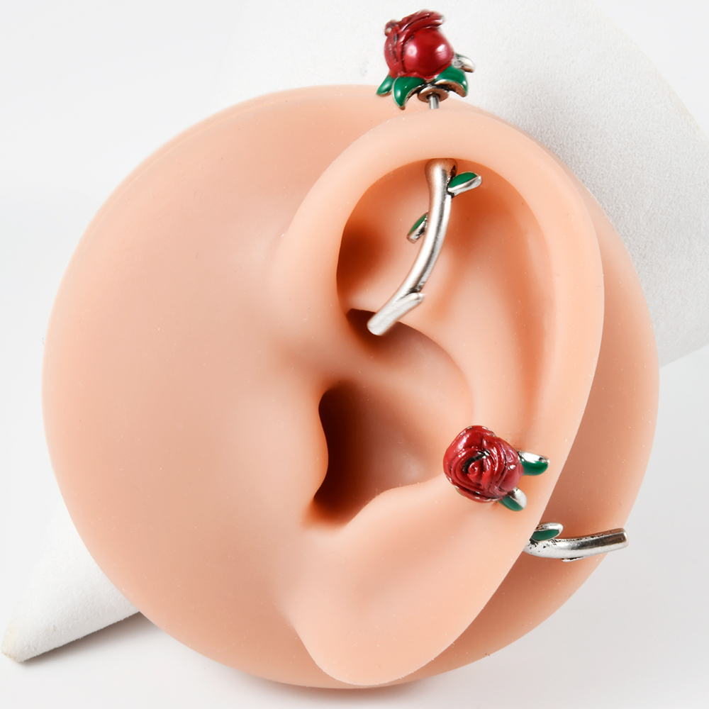 1PC Surgical Steel  Red Rose F - Body Jewelry Surgical Steel ulasan dan harga