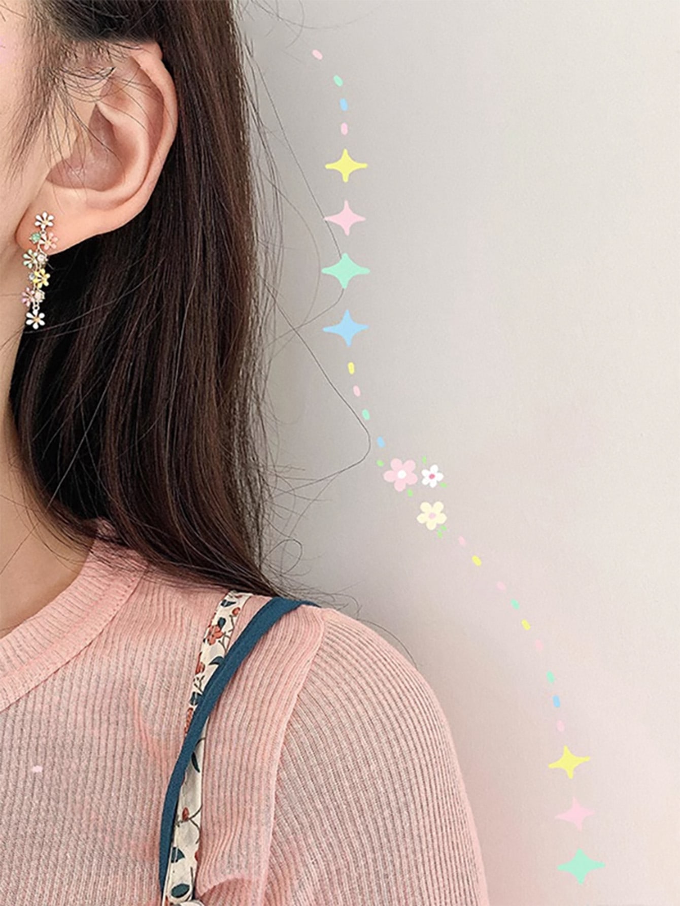 Andkiss 1pair Flower Tassel Ea - Body Jewelry Earrings ulasan dan harga
