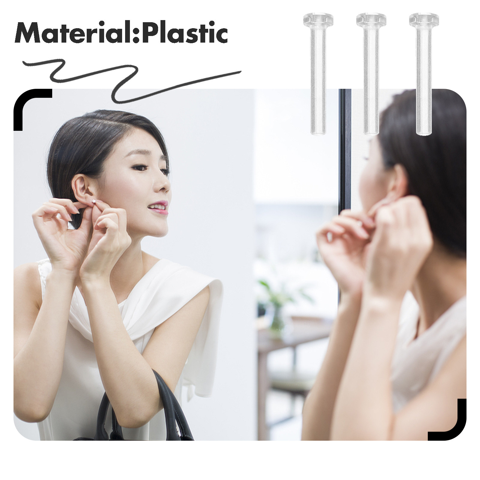 50Pcs Ear Pin Sleeves Clear An - Body Jewelry For Sensitive Skin ulasan dan harga