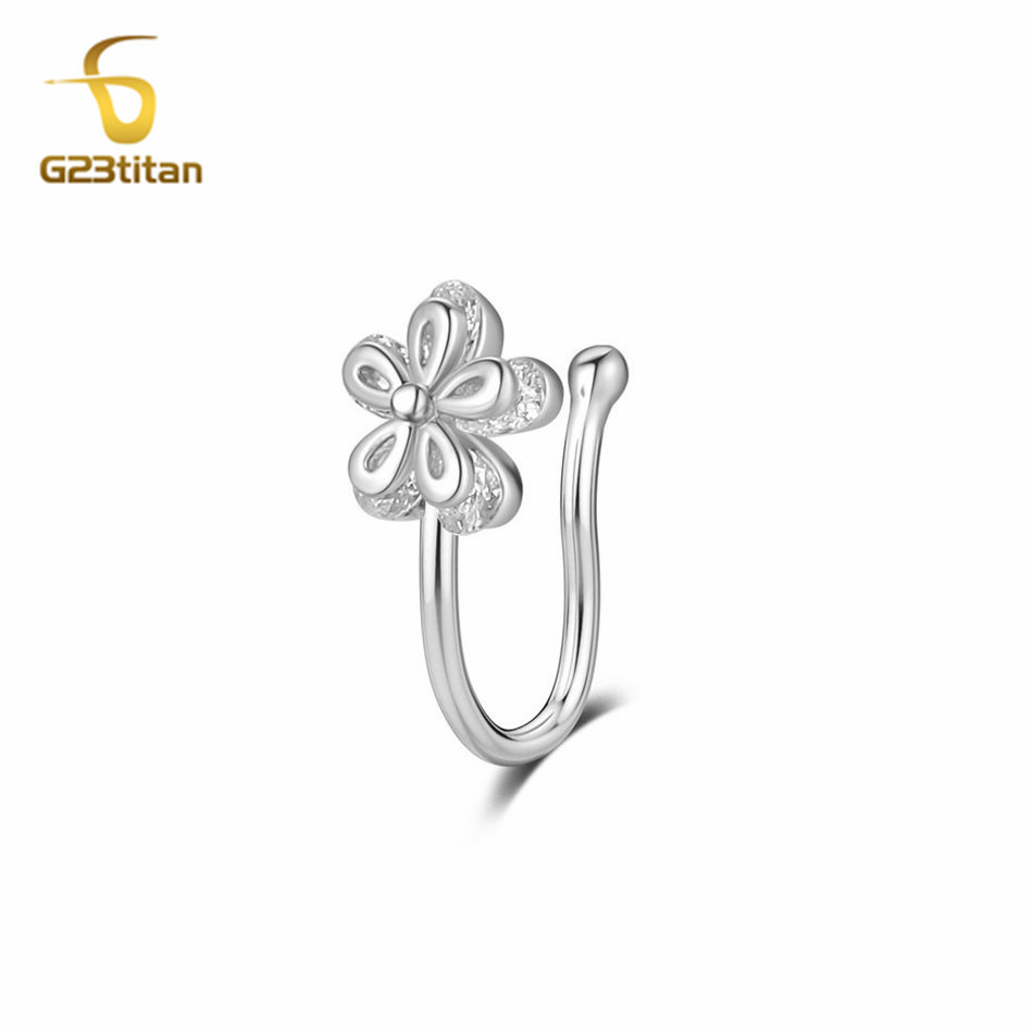 1pc Inlaid Zircon Flower Coppe - Body Jewelry Cartilage Earrings ulasan dan harga
