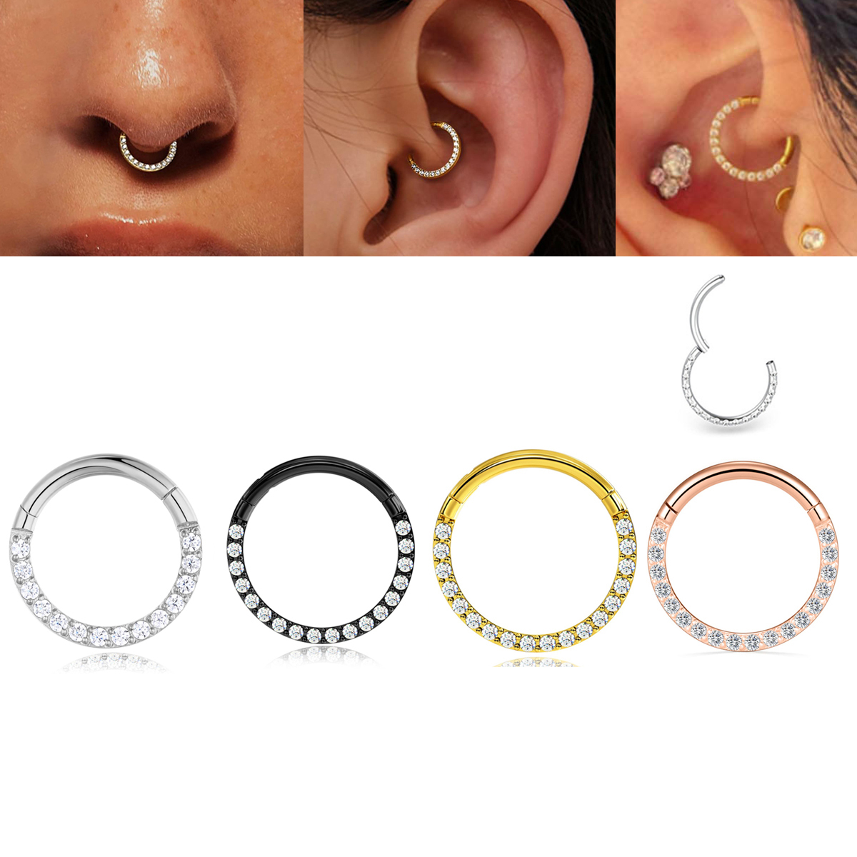 Nose Ring Hinged Segment Ear C - Septum Clicker Ring ulasan dan harga